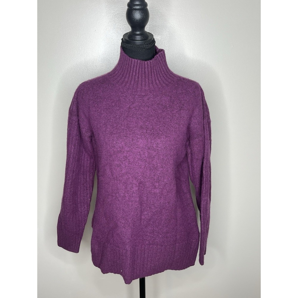 LL Bean Women's Rolled Neck Sweater Cotton Ragg Funnelneck Pullover Size Medium